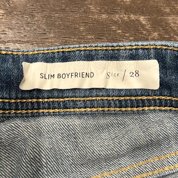 Pilcro Mid Rise Slim Boyfriend Jeans Embroidered Medium Wash Size 28 - Picture 9 of 11